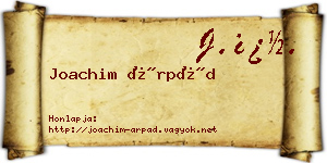 Joachim Árpád névjegykártya